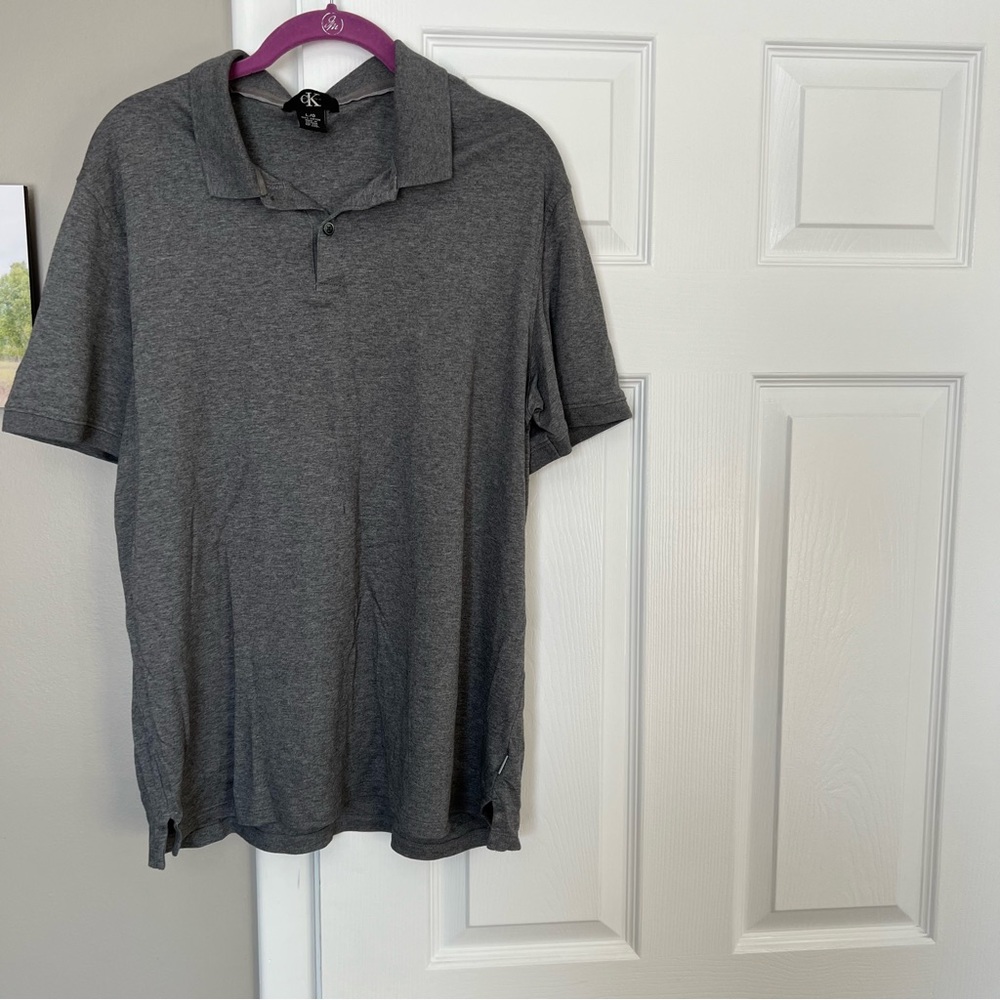 CK Gray polo shirt. L. 100% cotton. EUC